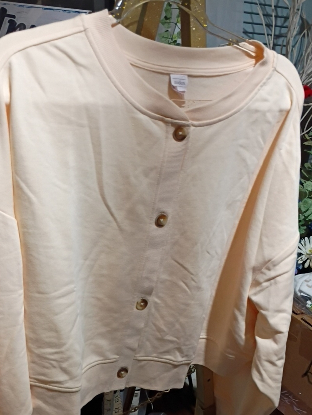 Auden Creamy Peach Button-Front Cardigan Sweater